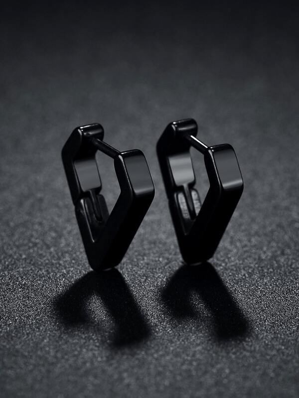 2pcs Unisex Stainless Steel Geometric Earrings, Multi-Color Options