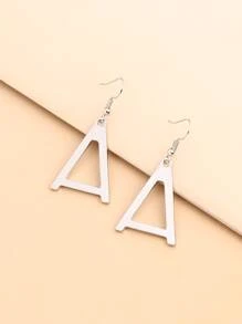 Letter Decor Drop Earrings - Silver - View 1