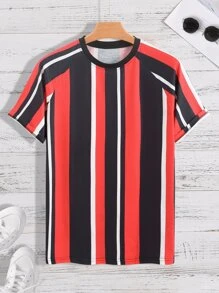 Manfinity Hombres Camiseta con estampado de rayas - Multicolor - Ver 3