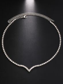 Vòng cổ trang trí rhinestone - Bạc - Xem 2