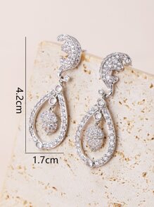 Cubic Zirconia Water Drop Earrings - Silver - View 4