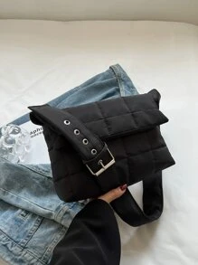 Túi Crossbody Nữ Thùa khuyết Kẻ sọc Có thể điều chỉnh được Đúng mốt - màu đen - Xem 1