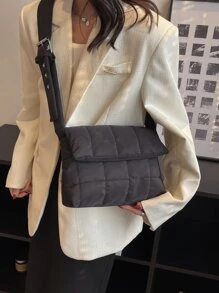 Túi Crossbody Nữ Thùa khuyết Kẻ sọc Có thể điều chỉnh được Đúng mốt - màu đen - Xem 2