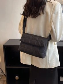 Túi Crossbody Nữ Thùa khuyết Kẻ sọc Có thể điều chỉnh được Đúng mốt - màu đen - Xem 3