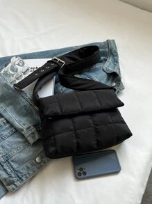 Túi Crossbody Nữ Thùa khuyết Kẻ sọc Có thể điều chỉnh được Đúng mốt - màu đen - Xem 5