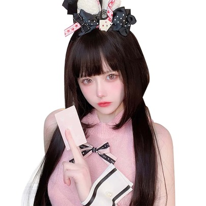 Natural Long Straight Synthetic Wig With Bangs