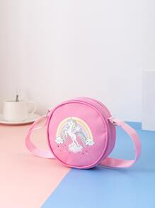 Girls Unicorn Graphic Circle Bag - Pink - View 1