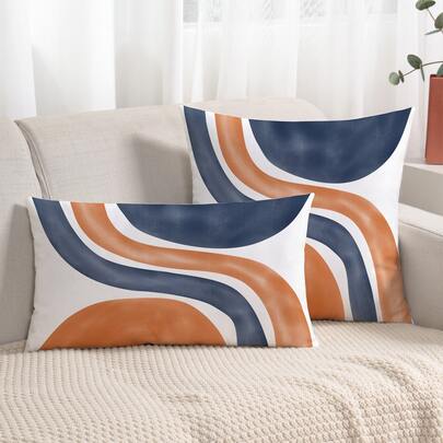 1pc Geometric Print Cushion Cover Without Filler