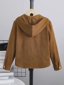 SHEIN 青少年男孩有蓋口袋連帽襯衫（不包括內搭） - 棕色 - 查看 2