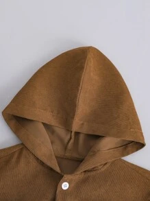SHEIN 青少年男孩有蓋口袋連帽襯衫（不包括內搭） - 棕色 - 查看 3