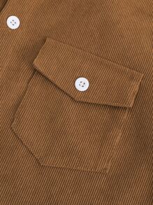 SHEIN 青少年男孩有蓋口袋連帽襯衫（不包括內搭） - 棕色 - 查看 4