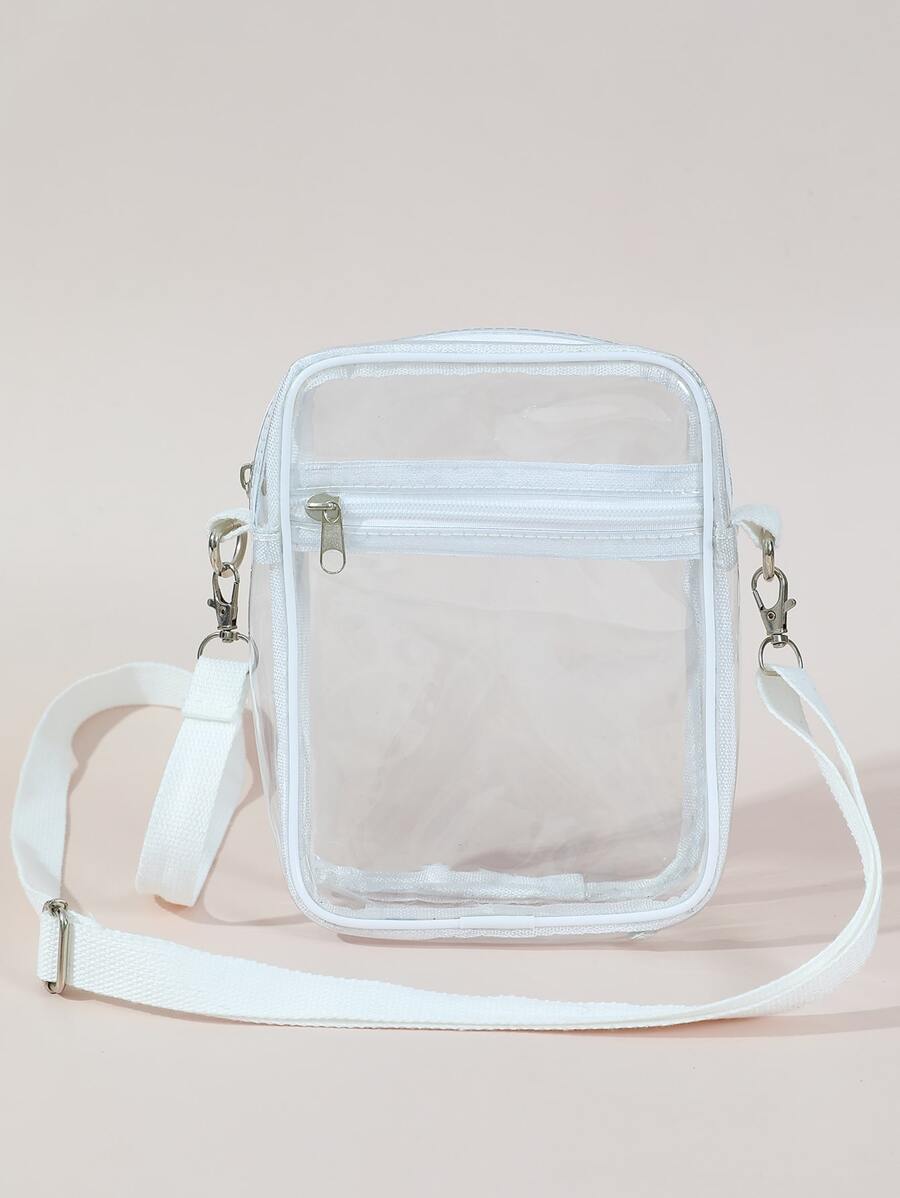 迷你透明方形包，體育場認可12X12X6透明透明錢包袋適合音樂會體育賽事節日 - 白色 - 查看 1