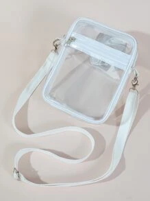 迷你透明方形包，體育場認可12X12X6透明透明錢包袋適合音樂會體育賽事節日 - 白色 - 查看 2