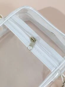 迷你透明方形包，體育場認可12X12X6透明透明錢包袋適合音樂會體育賽事節日 - 白色 - 查看 3