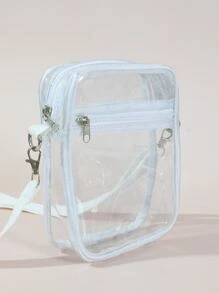 迷你透明方形包，體育場認可12X12X6透明透明錢包袋適合音樂會體育賽事節日 - 白色 - 查看 4