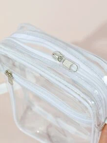 迷你透明方形包，體育場認可12X12X6透明透明錢包袋適合音樂會體育賽事節日 - 白色 - 查看 5