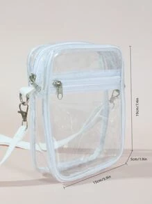 迷你透明方形包，體育場認可12X12X6透明透明錢包袋適合音樂會體育賽事節日 - 白色 - 查看 6