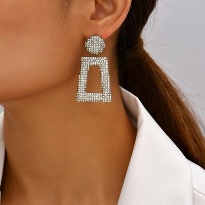 Rhinestone Geometric Drop Earrings