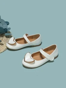 Girls Heart Decor Mary Jane Flats - White - View 2