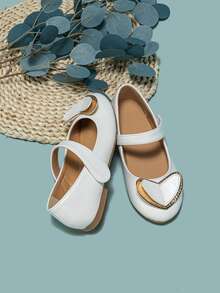 Girls Heart Decor Mary Jane Flats - White - View 5