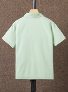 SHEIN Tween Boy Solid Polo Shirt - Mint Green - View 2