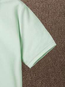 SHEIN Tween Boy Solid Polo Shirt - Mint Green - View 3