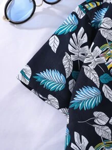 Boys Tropical Print Button Front Hawaiian Shirt - Multicolor - View 3