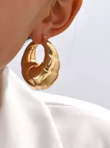 1雙時尚極簡幾何圓耳環適合女士適用於日常 - 金黃色 - 查看 2