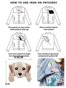 1pc Fabric Iron-on Patch,Cute Dog Design Embroidery DIY Clothing Accessory For DIY Lovers - Multicolor - View 4