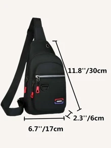 Mini Men Patch Detail Sling Bag Chest Bag, Gift For Father - Black - View 4