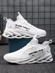 Modne męskie siateczkowe buty sportowe w dużych rozmiarach z zaostrzonymi podeszwami, buty do biegania dla par - Biały - Zobacz 2