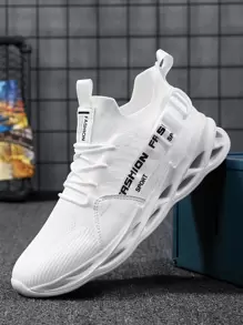 Modne męskie siateczkowe buty sportowe w dużych rozmiarach z zaostrzonymi podeszwami, buty do biegania dla par - Biały - Zobacz 3