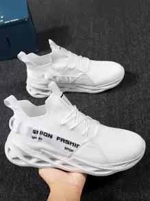 Modne męskie siateczkowe buty sportowe w dużych rozmiarach z zaostrzonymi podeszwami, buty do biegania dla par - Biały - Zobacz 4