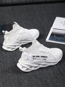 Modne męskie siateczkowe buty sportowe w dużych rozmiarach z zaostrzonymi podeszwami, buty do biegania dla par - Biały - Zobacz 5