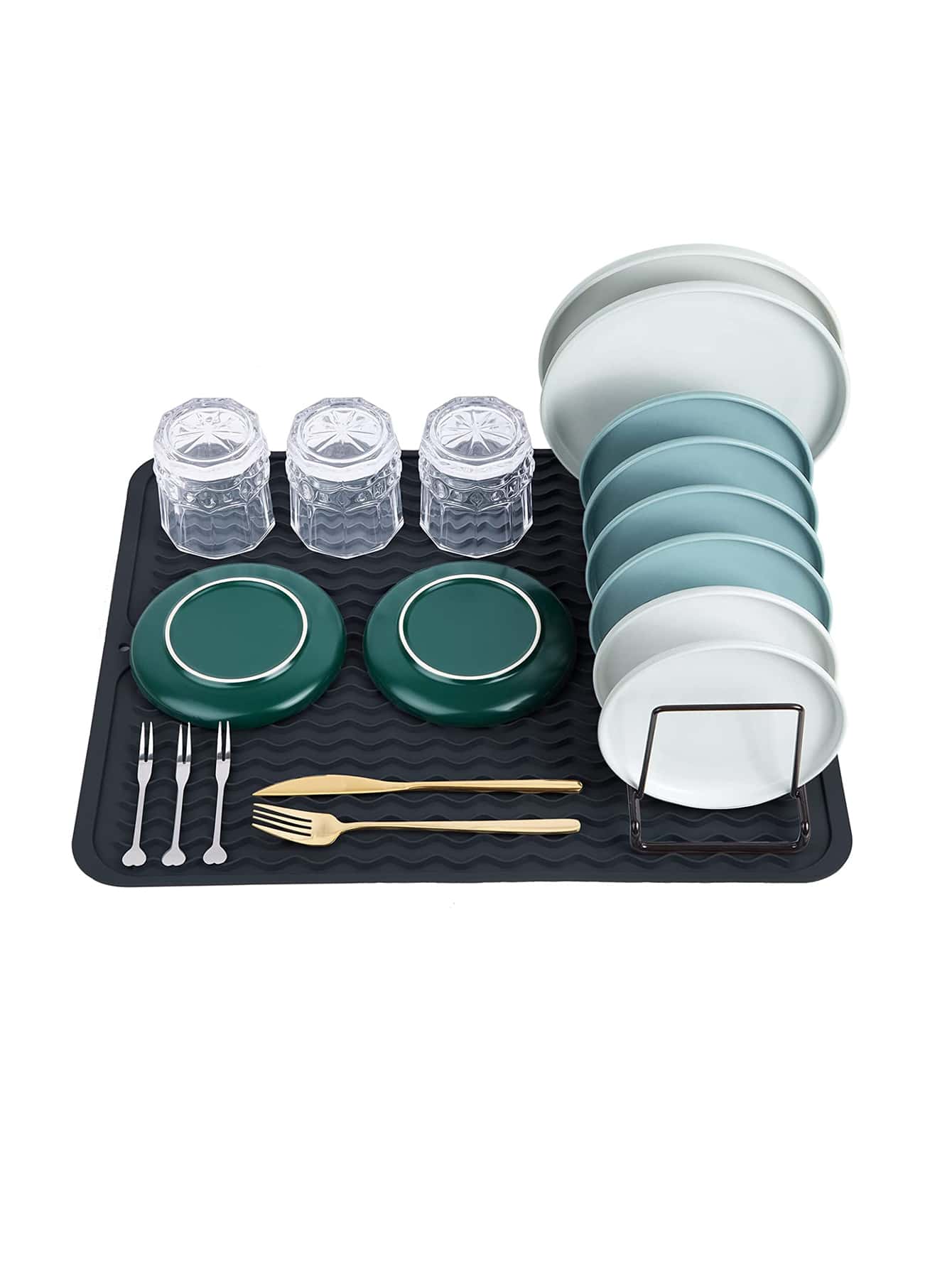 1PC Chắc Chắn Phơi Thảm, Đơn Giản Silicone Màu Đen Món Ăn Điện Thảm Cho Nhà Bếp - màu đen - Xem 1