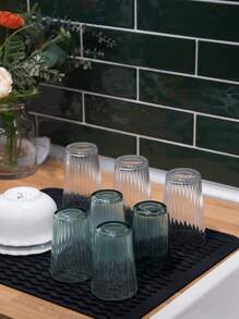 1PC Chắc Chắn Phơi Thảm, Đơn Giản Silicone Màu Đen Món Ăn Điện Thảm Cho Nhà Bếp - màu đen - Xem 2