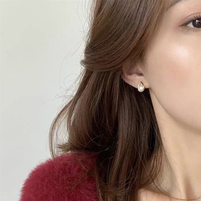 Faux Pearl Stud Earrings