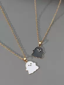 2pcs Couple Ghost Pendant Necklace - Multicolor - View 1
