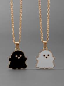 2pcs Couple Ghost Pendant Necklace - Multicolor - View 2