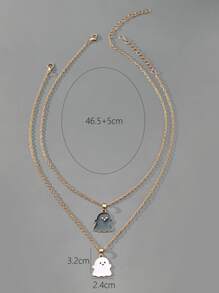 2pcs Couple Ghost Pendant Necklace - Multicolor - View 3