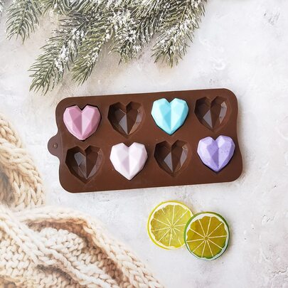1 Khuôn silicon hình trái tim DIY, Khuôn silicon rắn có thể rửa được sáng tạo dành cho những người yêu thích DIY