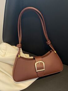 Buckle Decor Bag - Chocolate Brown - View 1