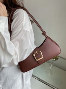Buckle Decor Bag - Chocolate Brown - View 2