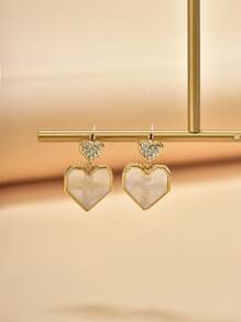 Rhinestone Decor Heart Drop Earrings - Multicolor - View 1