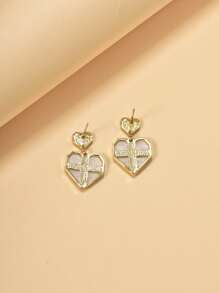 Rhinestone Decor Heart Drop Earrings - Multicolor - View 2