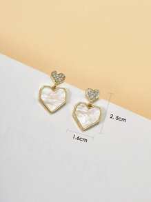 Rhinestone Decor Heart Drop Earrings - Multicolor - View 3