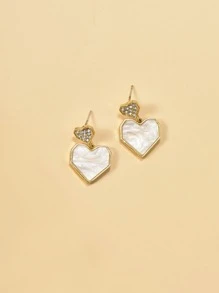 Rhinestone Decor Heart Drop Earrings - Multicolor - View 4