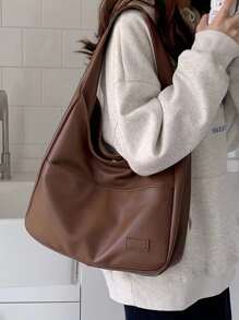 Bolso hobo con diseño de parche - Marrón - Ver 2