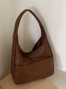 Bolso hobo con diseño de parche - Marrón - Ver 4