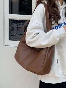 Bolso hobo con diseño de parche - Marrón - Ver 7